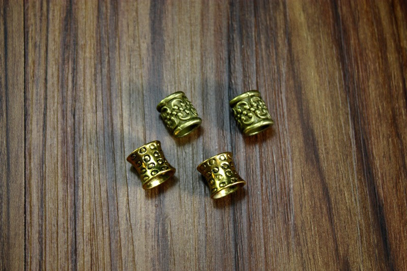 Viking Beard Beads/4 count viking biker beads/Antique red copper beads/7 mm hole