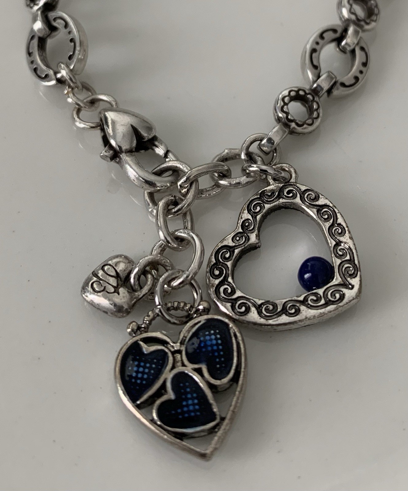 Brighton MIDNIGHT SUN, Circa 2003 & TRIPLE BLUE HEART 7.5 Inch Bracelet