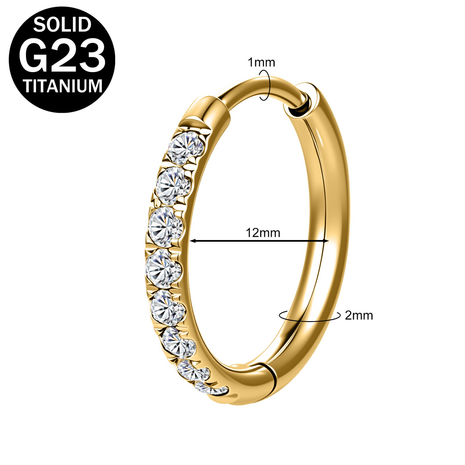 1 Pair 18g G23 Titanium Hoop Earrings Crystal Ear Helix Conch Piercing Jewelry