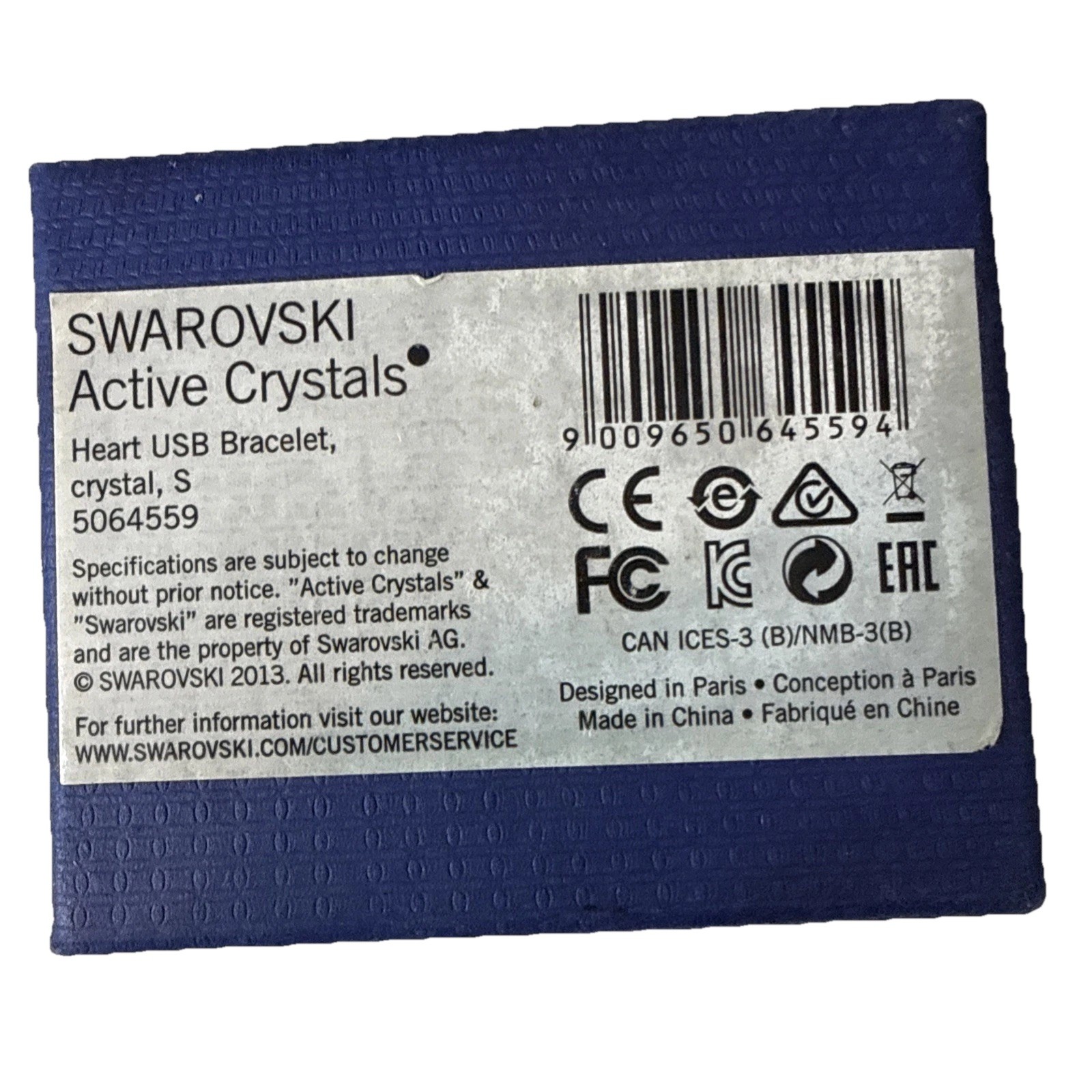 8GB USB Swarovski Active Crystals Bracelet Crystal Silver Tone w/Box