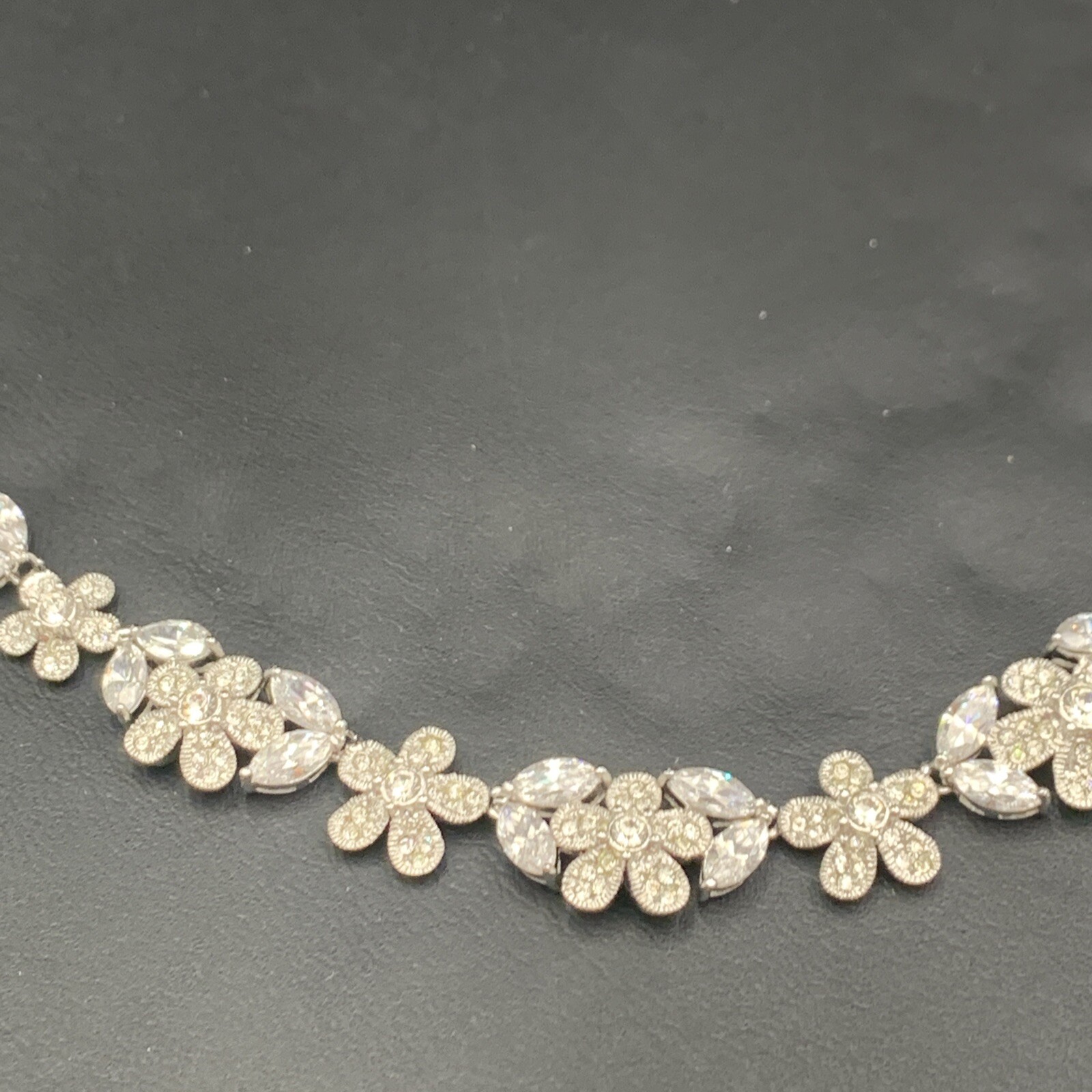 Nadri Pave Crystal ENGLISH GARDEN FLORAL Necklace & Floral Cluster Clip Earrings