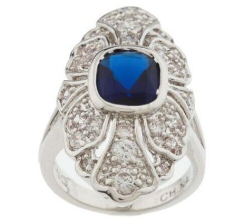 Nolan Miller MONTANA BLUE FACETED CRYSTAL Elongated Ring Size 5 $89
