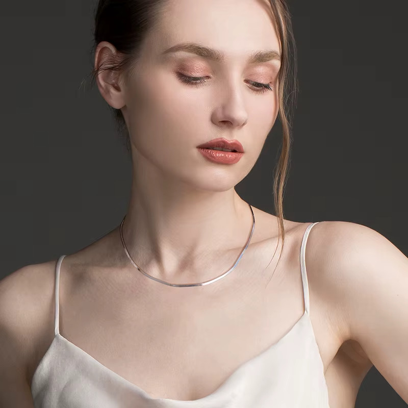 925 Sterling Silver Snake Chain Necklace Choker Gold and Rhodium Plated