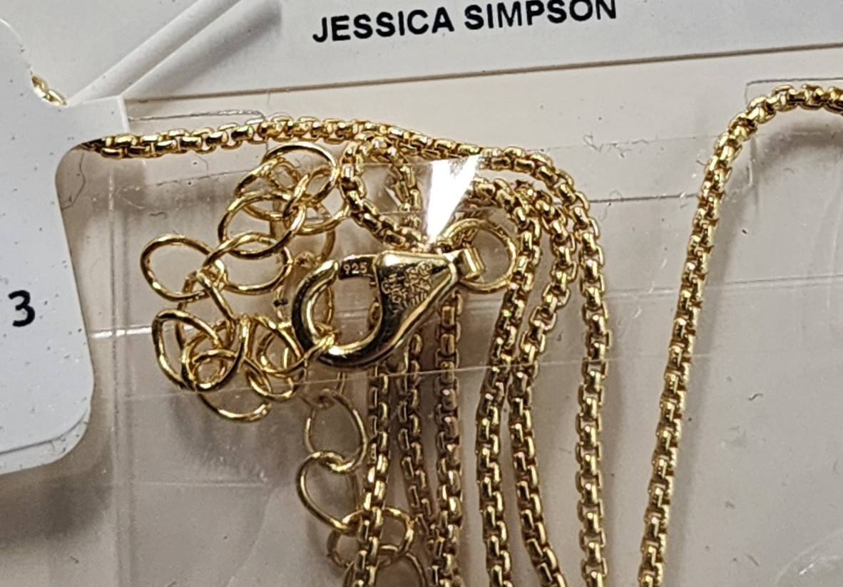 JS Jessica Simpson 14K Gold Plated Sterling Silver CZ Layered Necklace 16″+2″