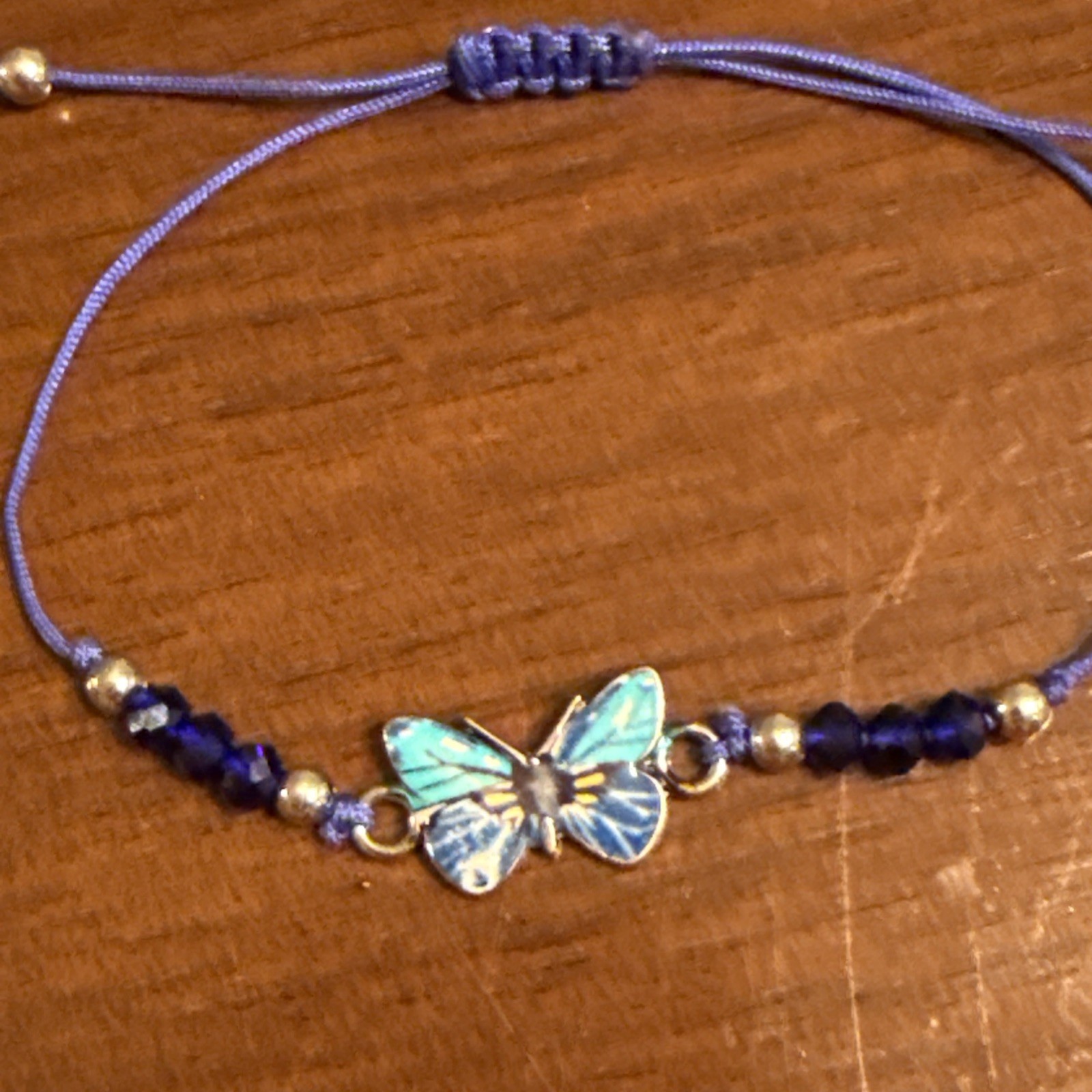 Bohemian Blue Beaded Butterfly Adjustable String Bracelet Boho Jewelry