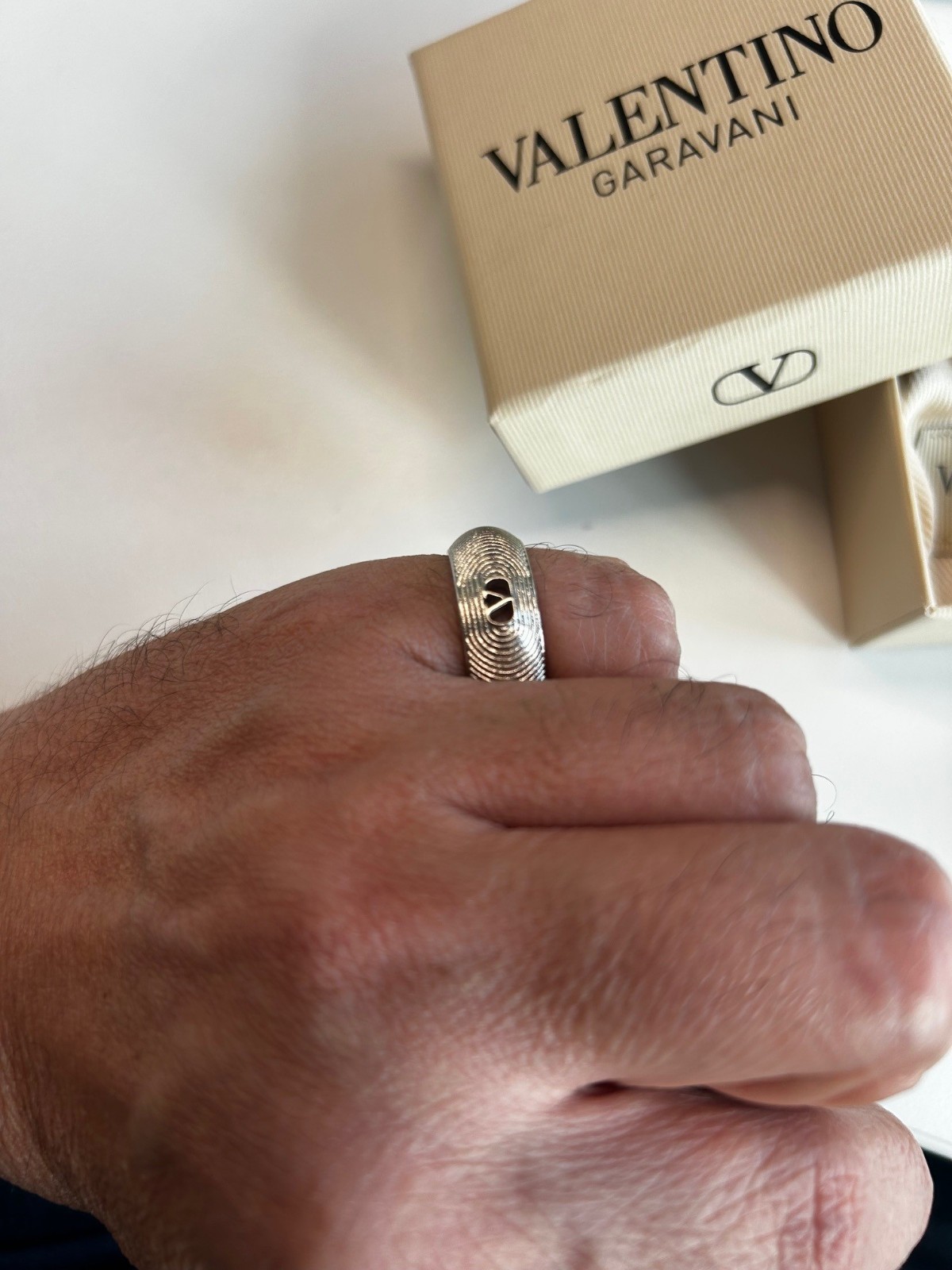 VALENTINO GARAVANI SILVER RING MAN L