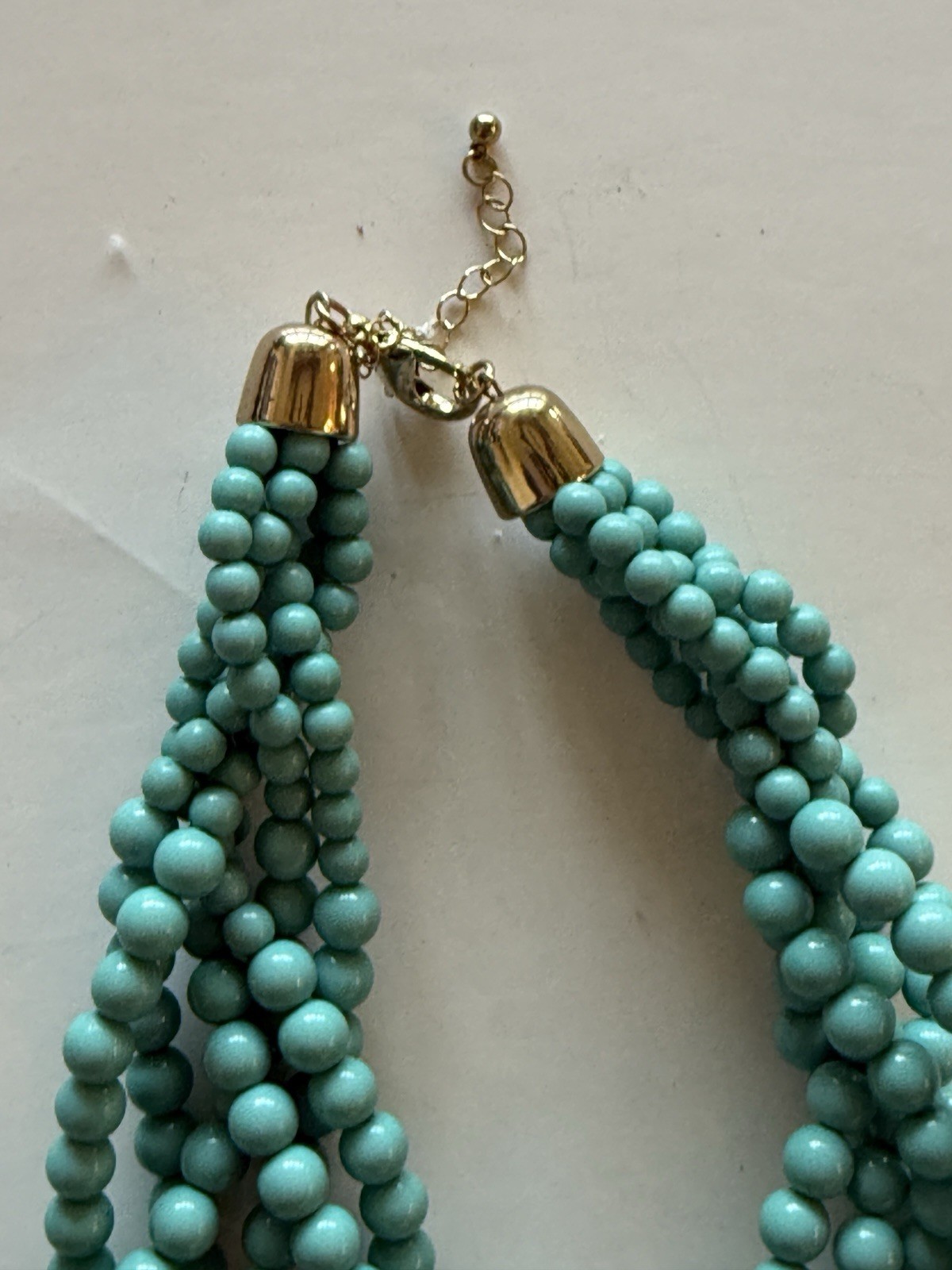 Blue Beaded Multi-Strand Statement Necklace Lobster Clasp Adjustable