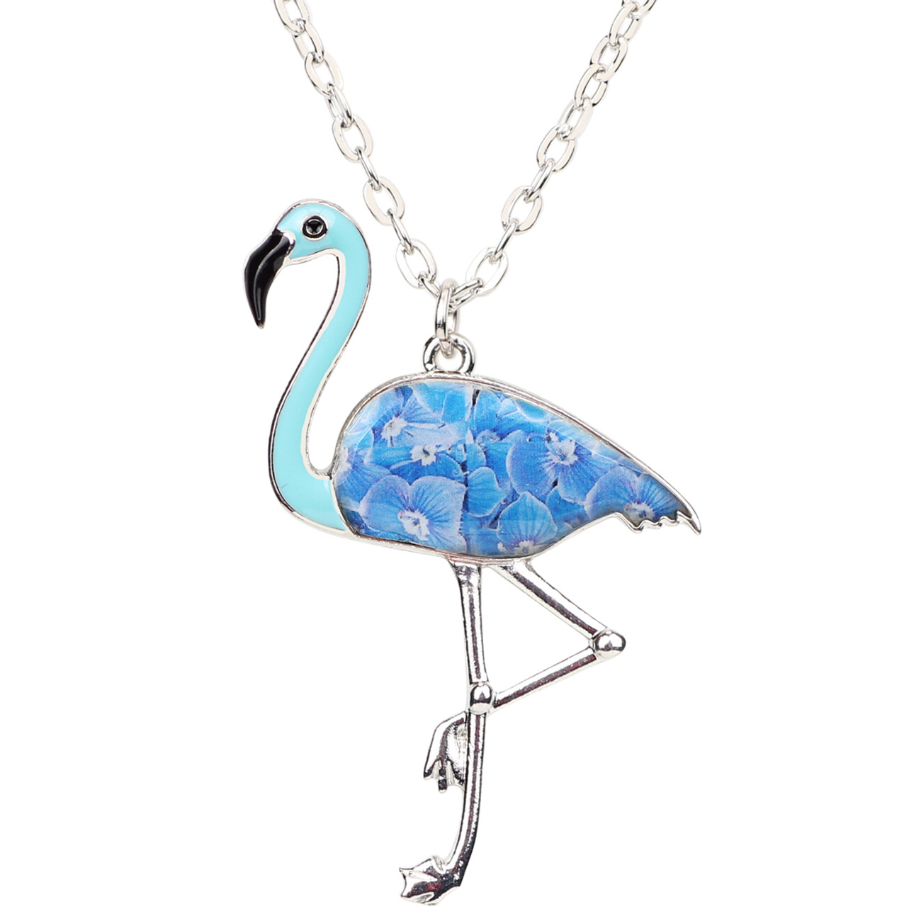 Enamel Alloy Cute Flamingo Bird Necklace Pendant Animals Charms Jewelry Gifts