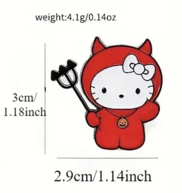 Hello Kitty – Cat Dressed As Devil With A Pumpkin, HALLOWEEN, Enamel, Alloy, Pin