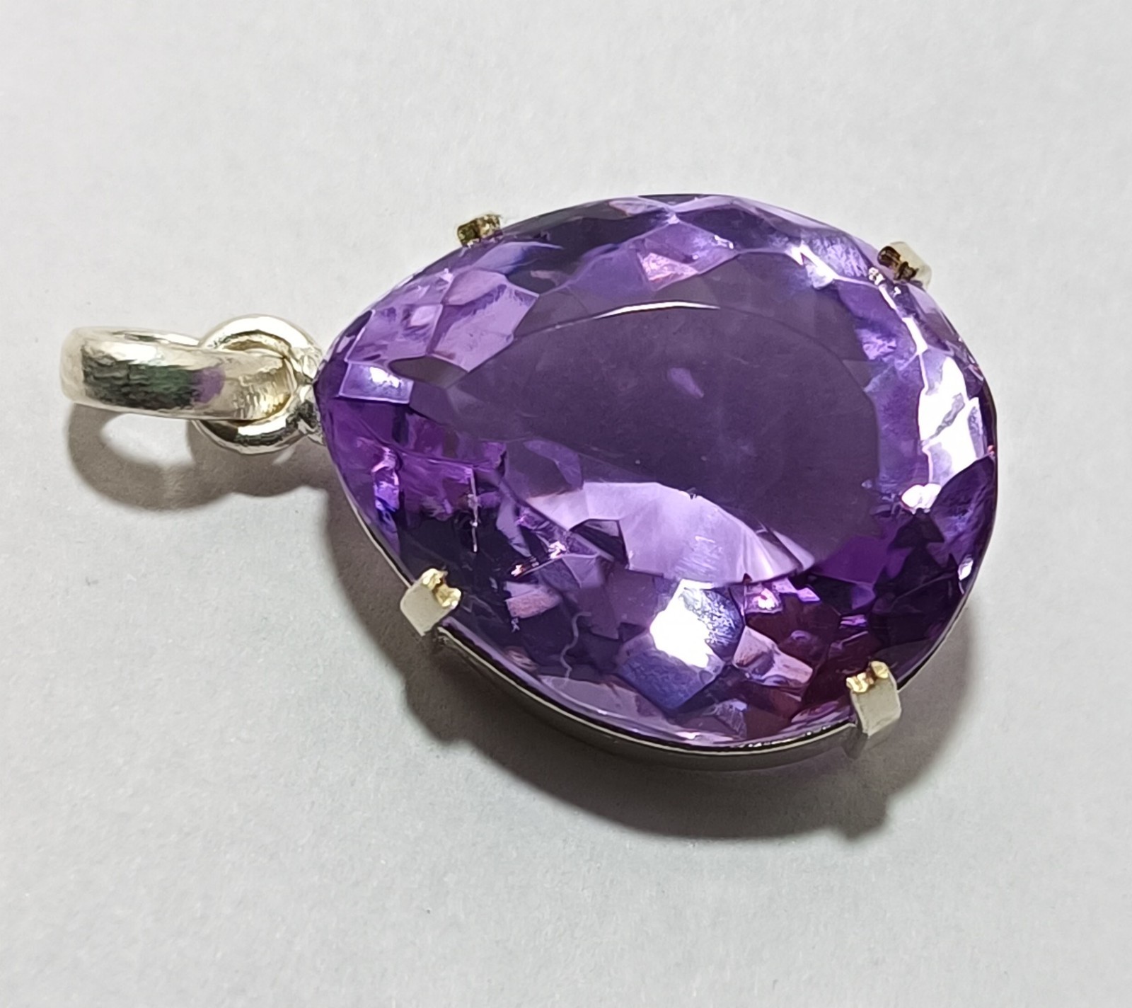 Natural 66.05 Ct Brazilian Pear Cut Purple Topaz Pendant 925 Silver Gemstone