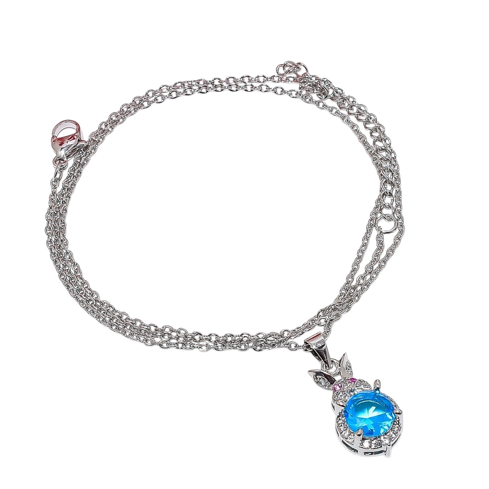 Blue Topaz & Cz 925 Silver Rabbit Stylish Pendant With Chain 18-20″ CP301