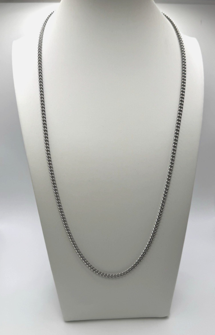 3.5mm Stainless Steel Curb Link Chain Necklace Silver Tone Unisex 24″ NEW