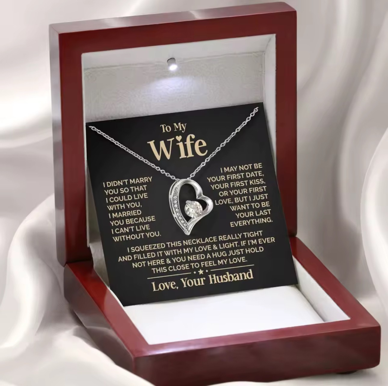 To My Wife Necklace Gift from Husband Anniversary Birthday Jewellery LED Gift