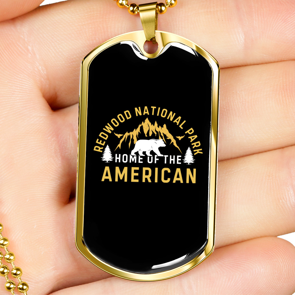 Camper Necklace Home of The American Necklace Stainless Steel or 18k Gold Dog T
