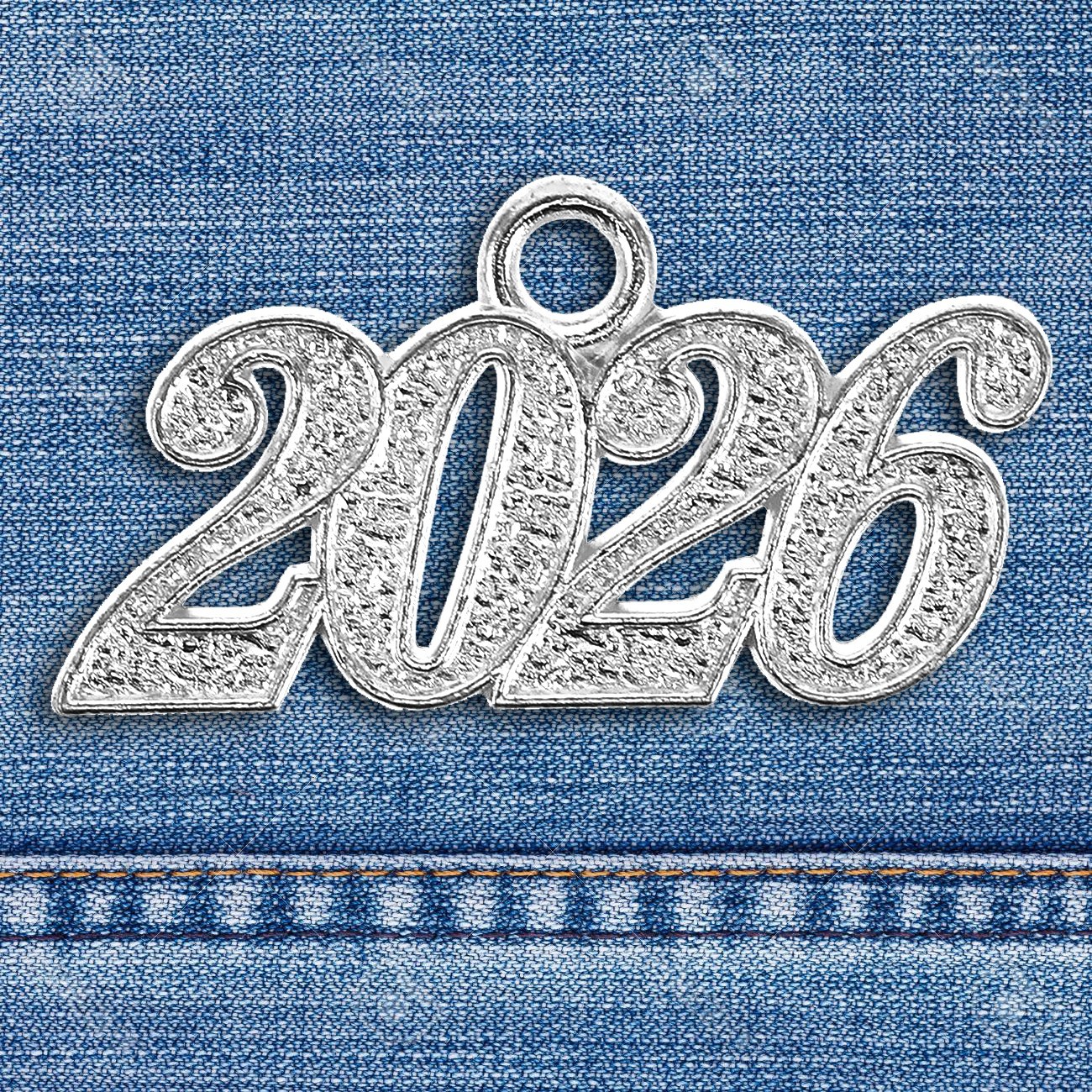 2024 Silver Metal Graduation Tassel Charm Year Date for Cap or Bracelet (Qty: 1)