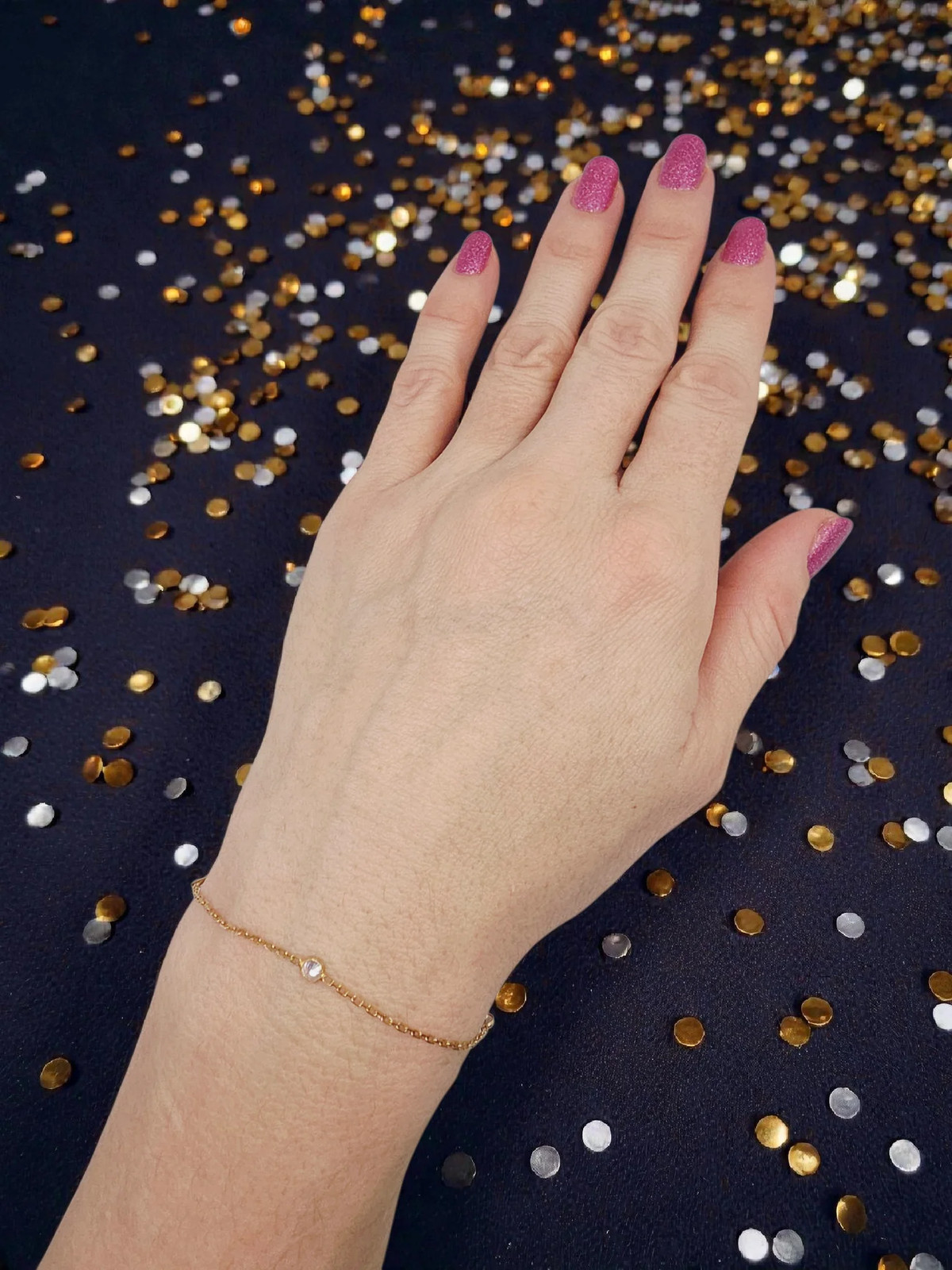 Solid 14K Yellow Gold Chain Bracelet with CZ Accents – 8.5 Inch
