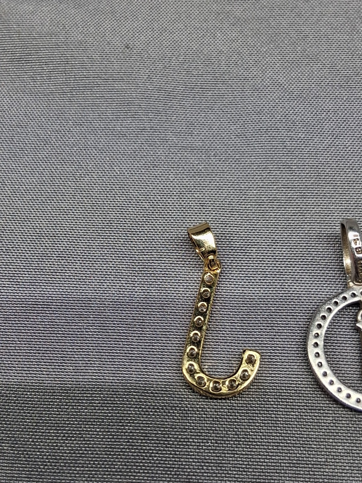 BSI 925 Sterling Silver Letter Iniital “J” W/Clear CZ’s Pendant Lot Of 2
