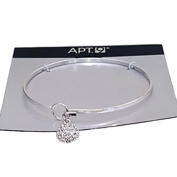 Apt 9 Silver Plated Rhinestone Trendy Bangle Bracelet NWT