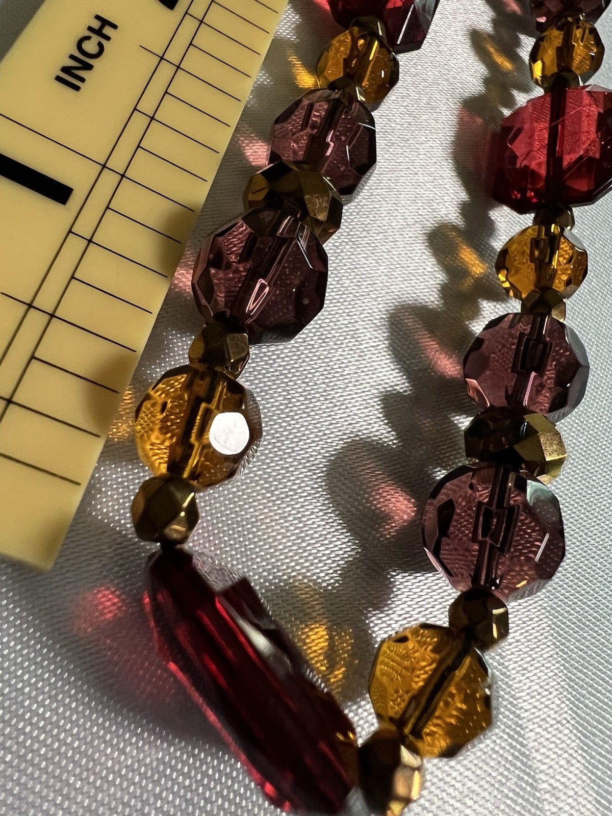 Multi Strand Statement Necklace Autumn Burgundy Amber Faceted Beaded 3 Tier NWT