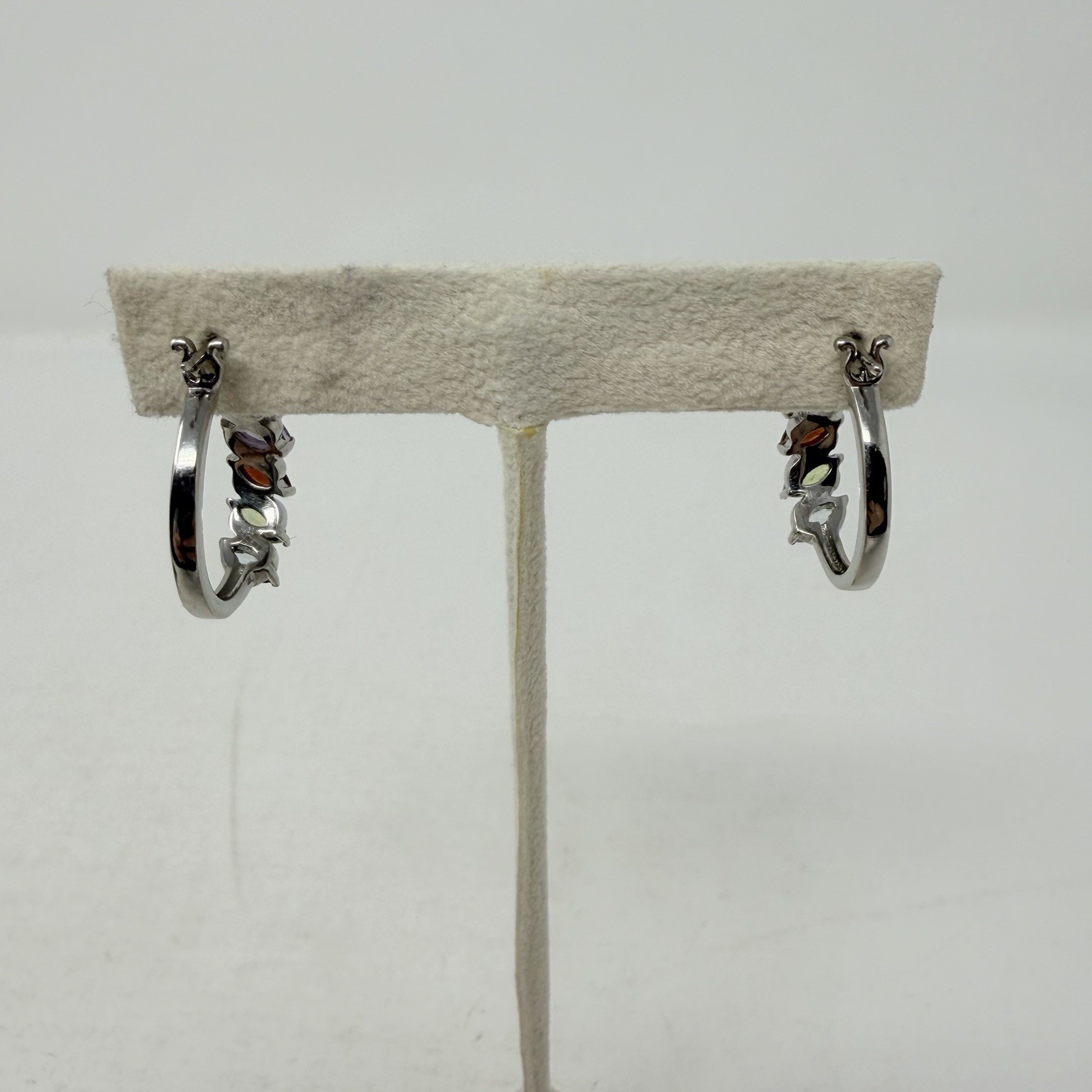 Shop LC Multi Gemstone Click Top Hoop Earrings in Stainless Steel 2.60 cts 5448
