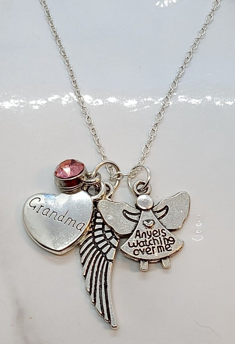“Angels watching over me” Memorial Necklace for loss of Grandma – Sympathy