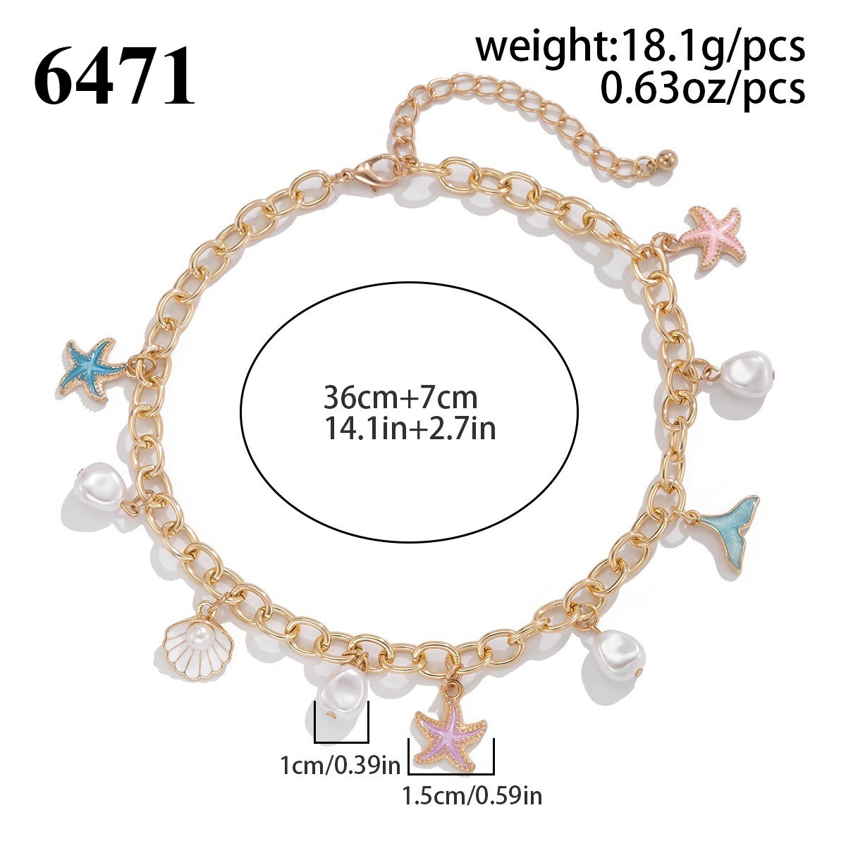 Elegant Lightweight Durable Retro Feminine Beach Starfish Shell Pendant Necklace