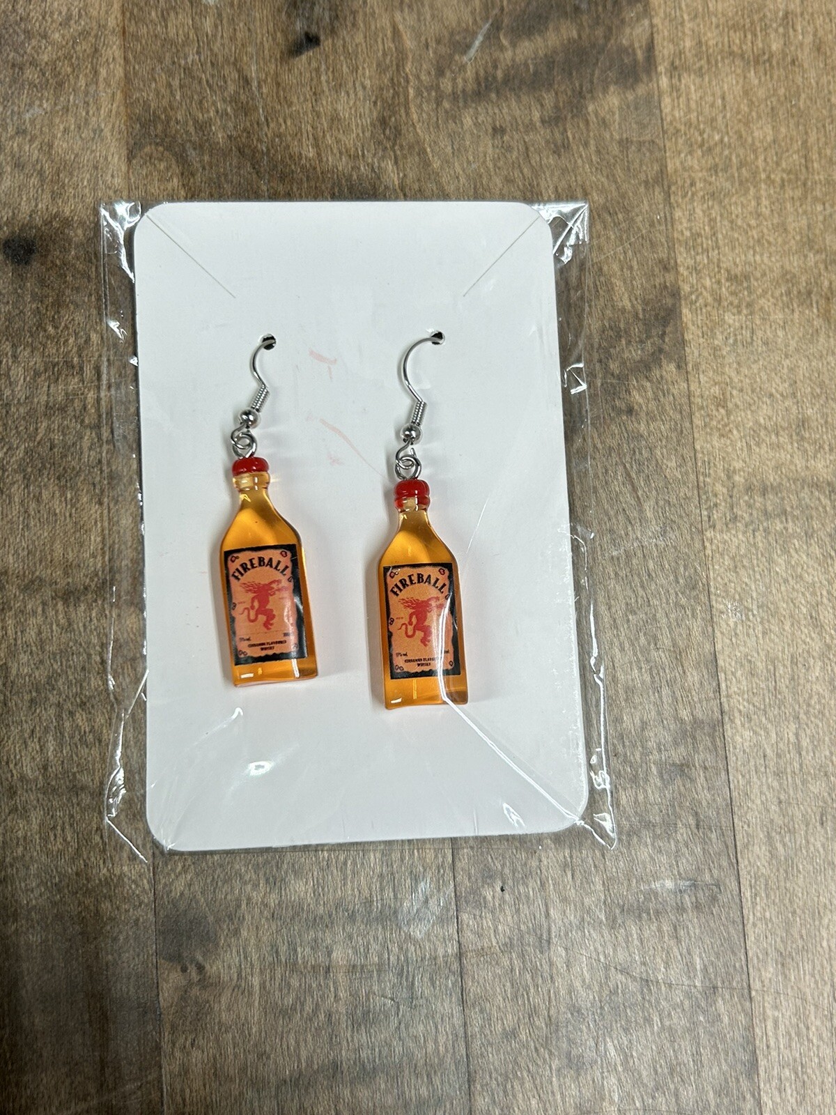 3D Handmade, Novelty Fun Resin Fireball Bottle Earrings Nickle Free Ear Hooks