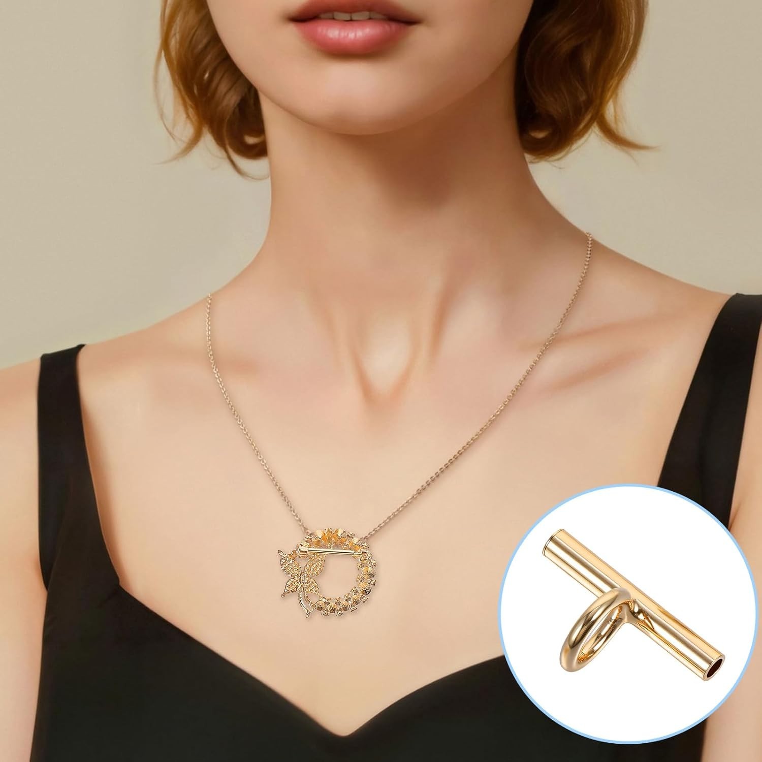 12Pcs 3 Sizes Pin to Pendant Converter Brass Brooch Pendant Converters Golden an