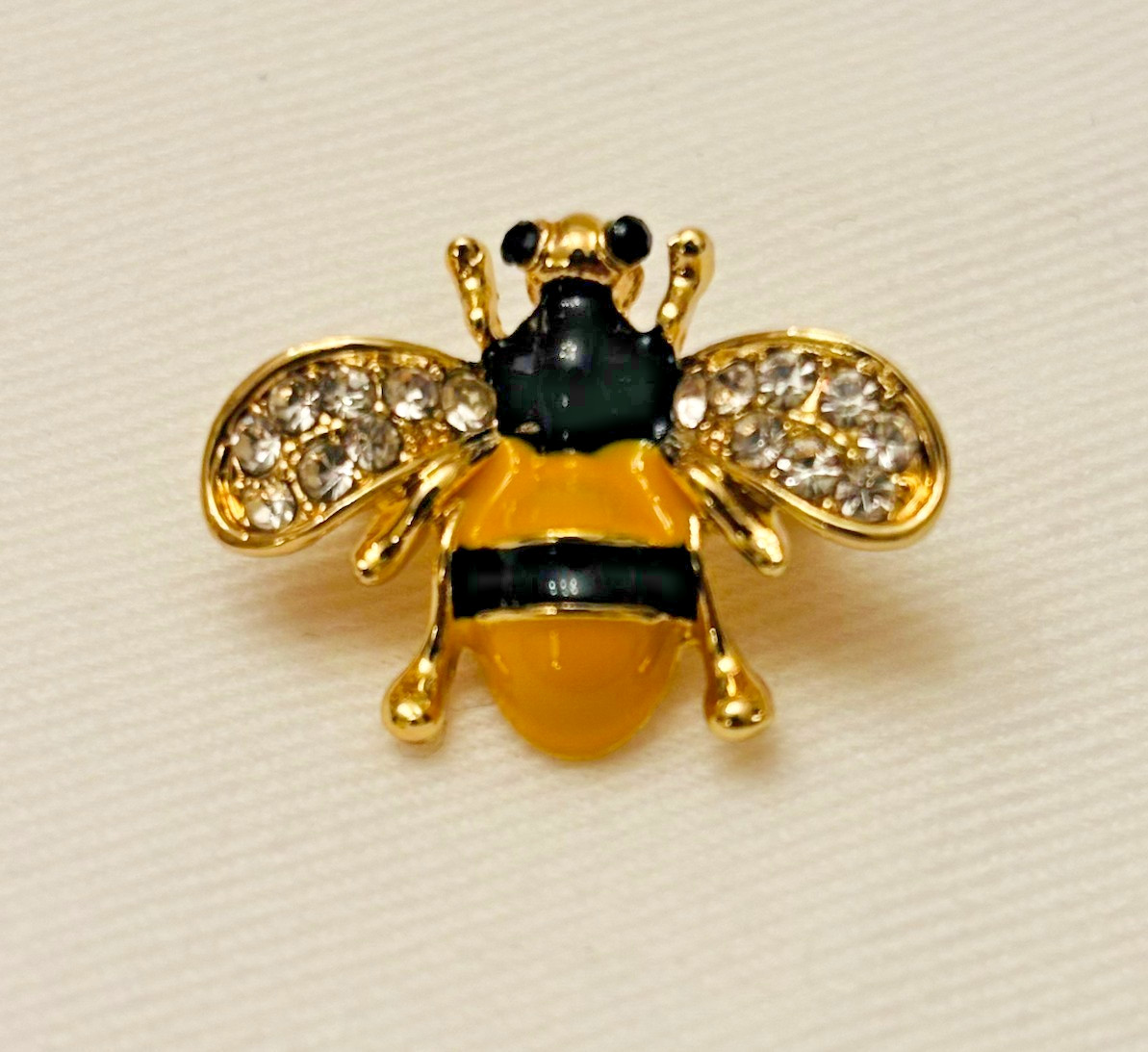 Enamel and Jeweled Gold-Toned Bee Pin