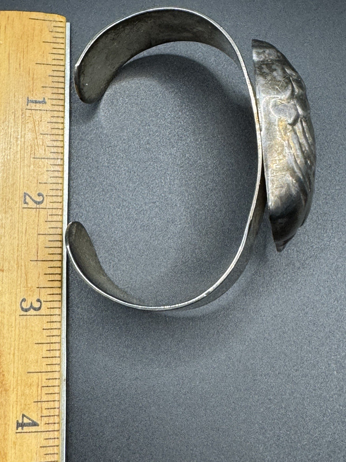 Sterling Plated Wide Cuff Duck Puff Bracelet Statement