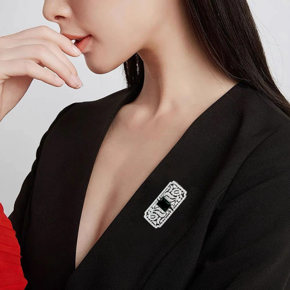 Luxury Geometric Medal Brooch Simple Clothing Pin Crystal Jewelry Badge