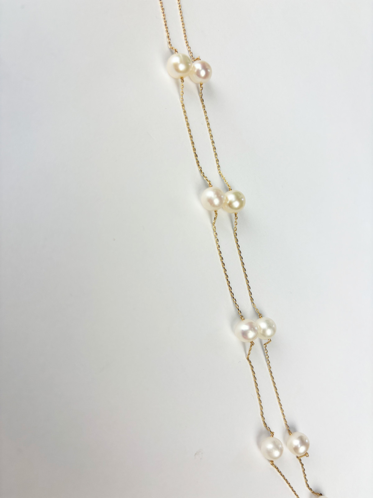 14k Yellow & White Gold Genuine White Pearls by the yard 16″& 18″ Necklace