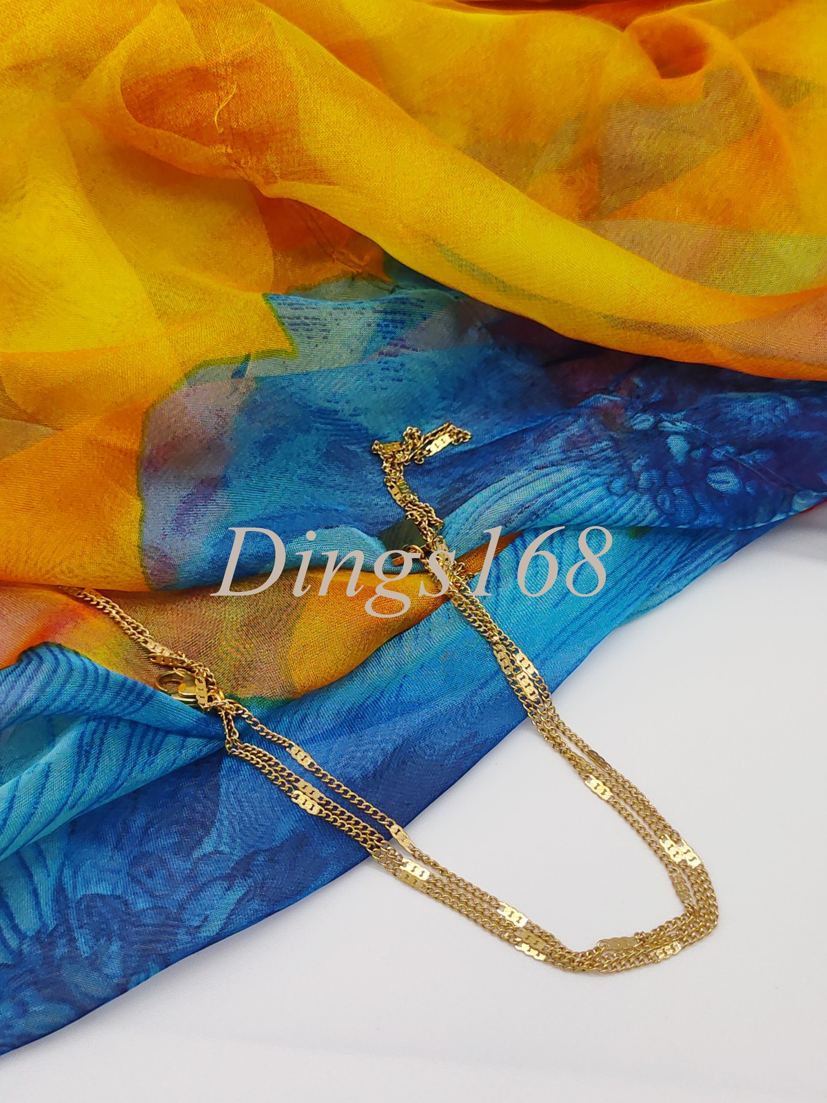 Ladies Genuine 18K Yellow Gold Filled 6.5 inch Three-Layer Fringe Chain Bracelet