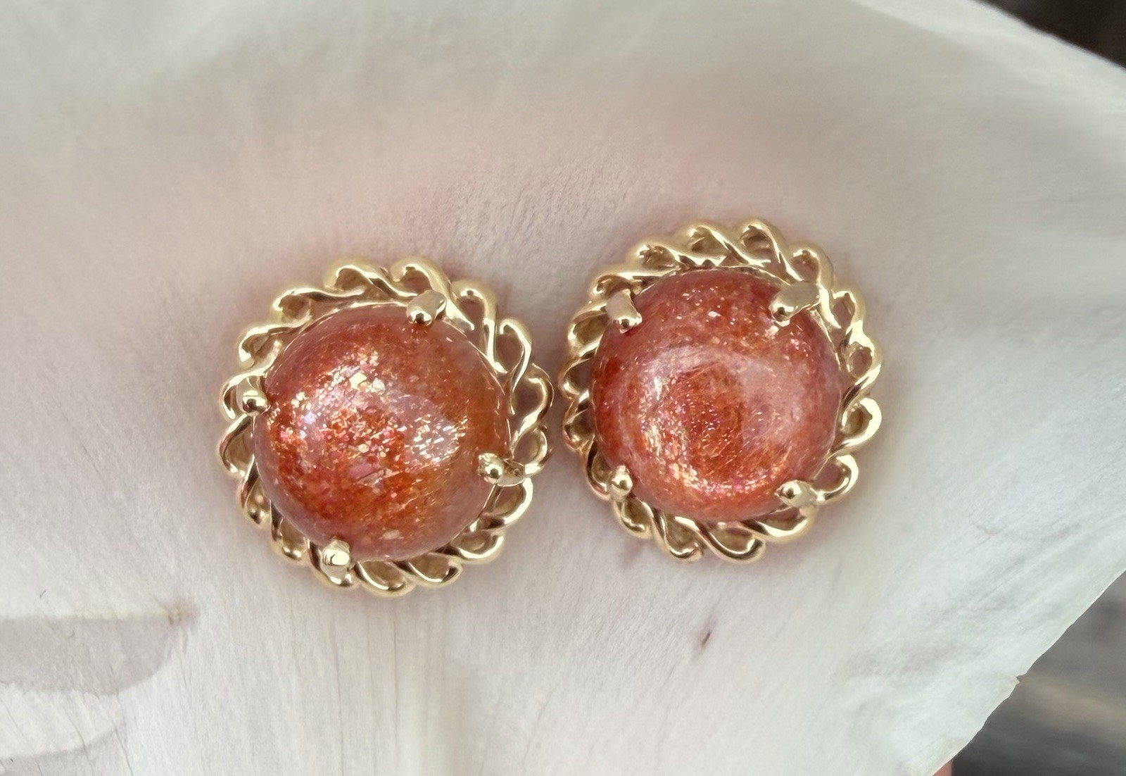 10K Gold Natural Sunstone Earrings – 8.00 CTW