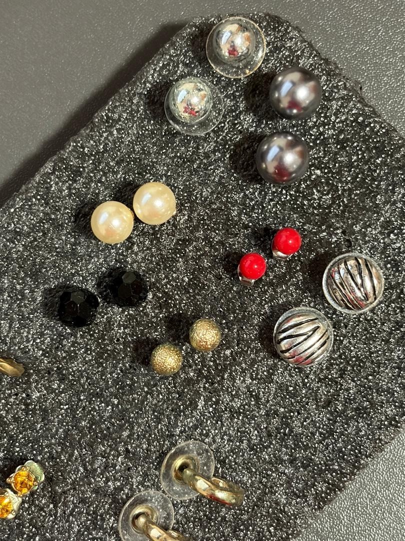 Assorted Multi Color Rhinestone Stud and Hoop Earrings