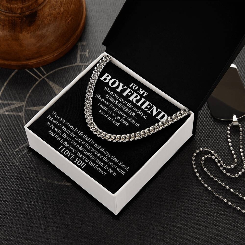 Boyfriend Cuban Chain Necklace, Promise Necklace For Boyfriend, Boyfriend Gift