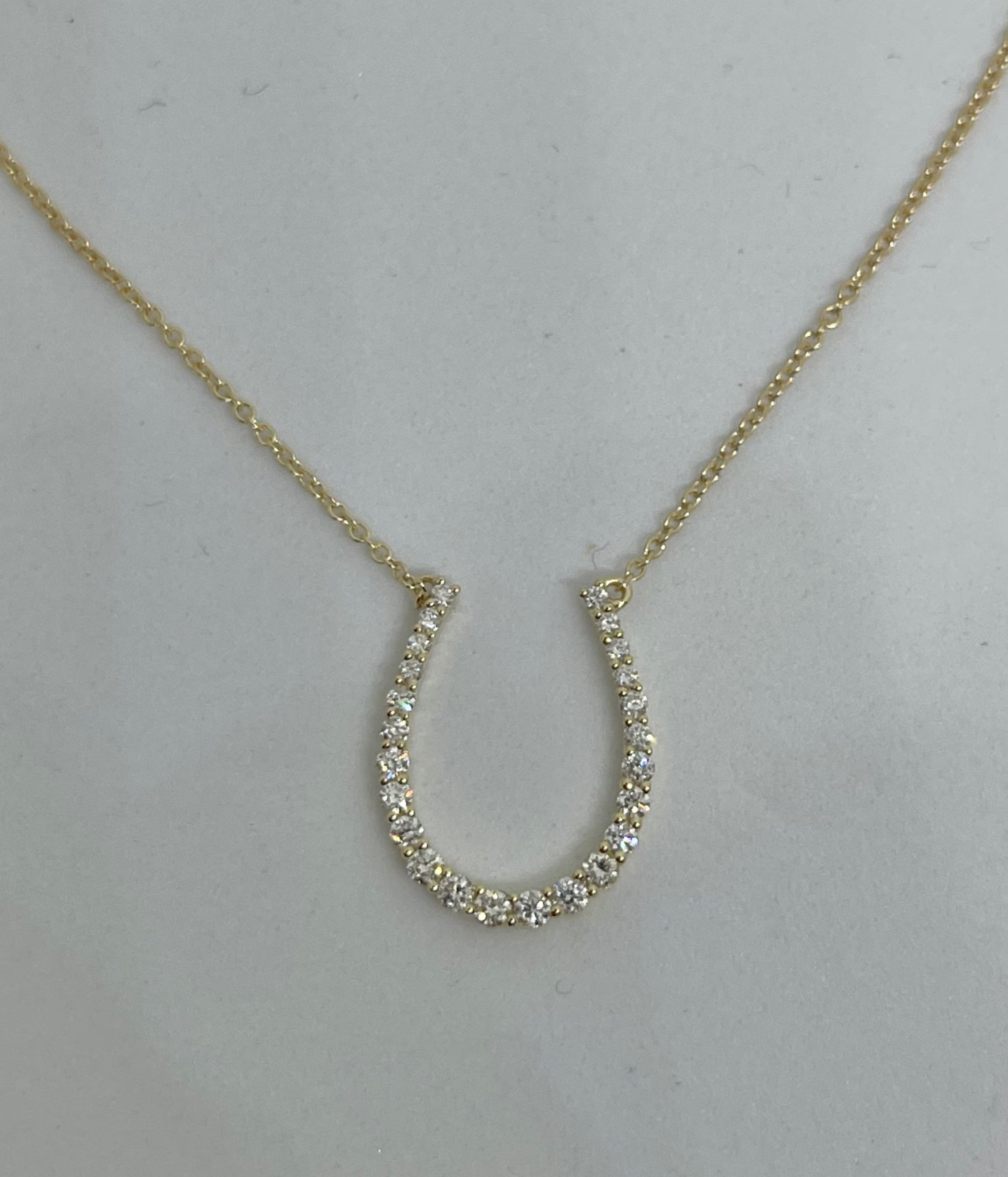 0.30 Ct Round EF VS Lab Grown Diamond Horseshoe Shape Necklace in 14K Gold
