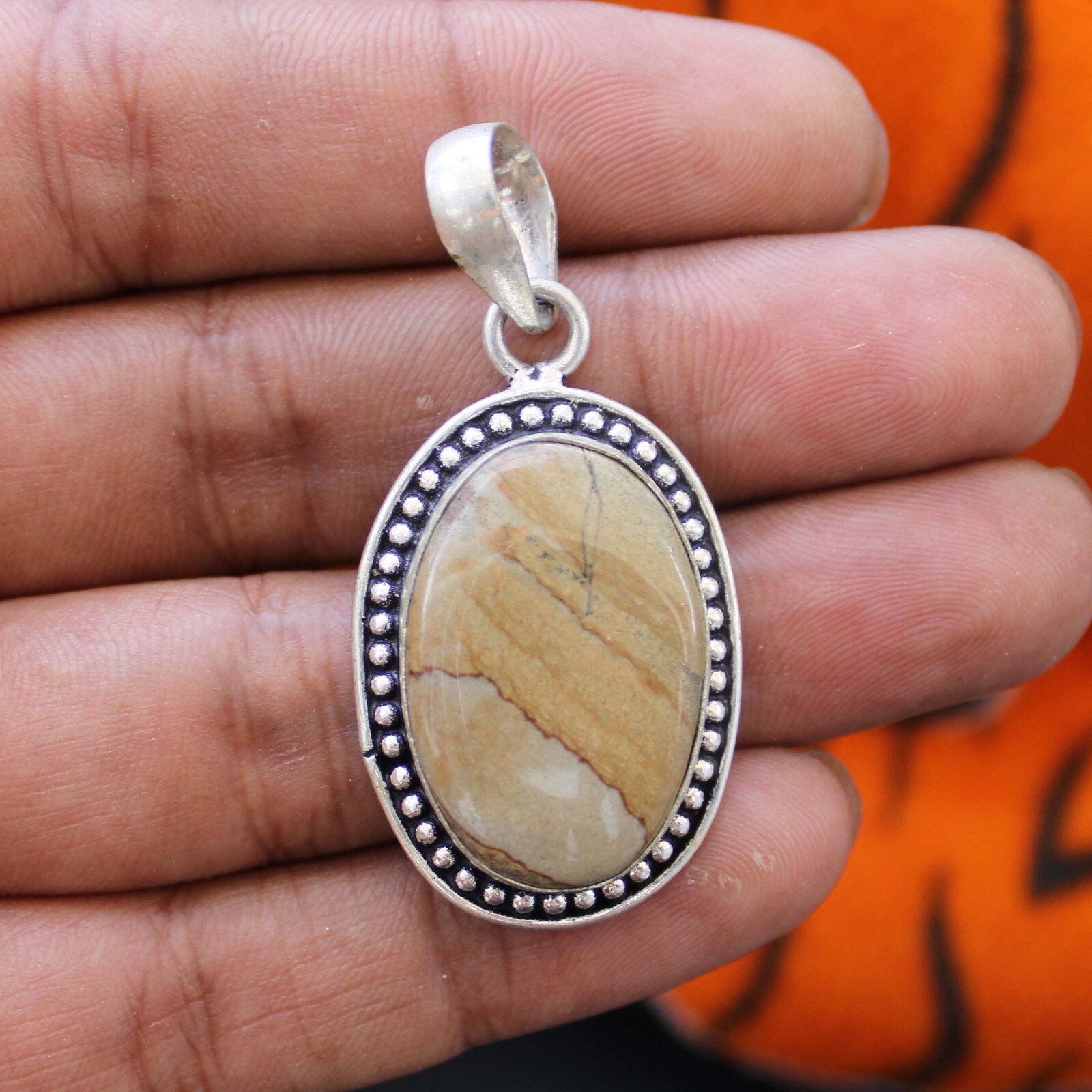 Jasper Handmade Pendant 925 Silver Plated Pendant Jewelry Gifts For Husband