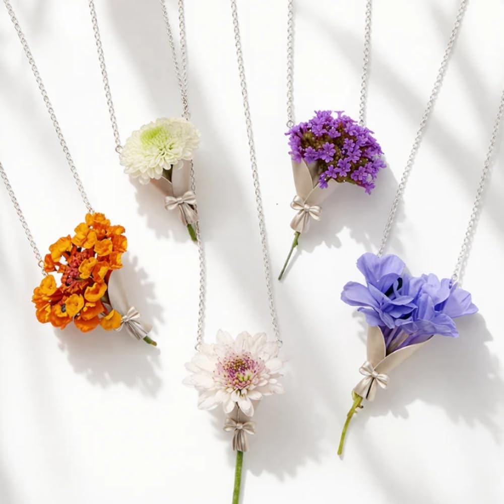 Flower Holder Necklace for Women DIY Flower Bouquet Necklace Mini Vase Pendan…