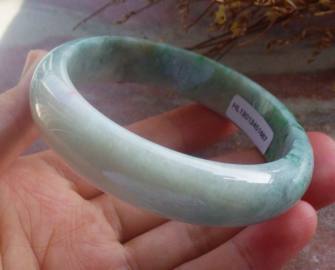 Video Certified Green 100% Natural A JADE Jadeite Bangle Bracelet 59mm 手镯 716300