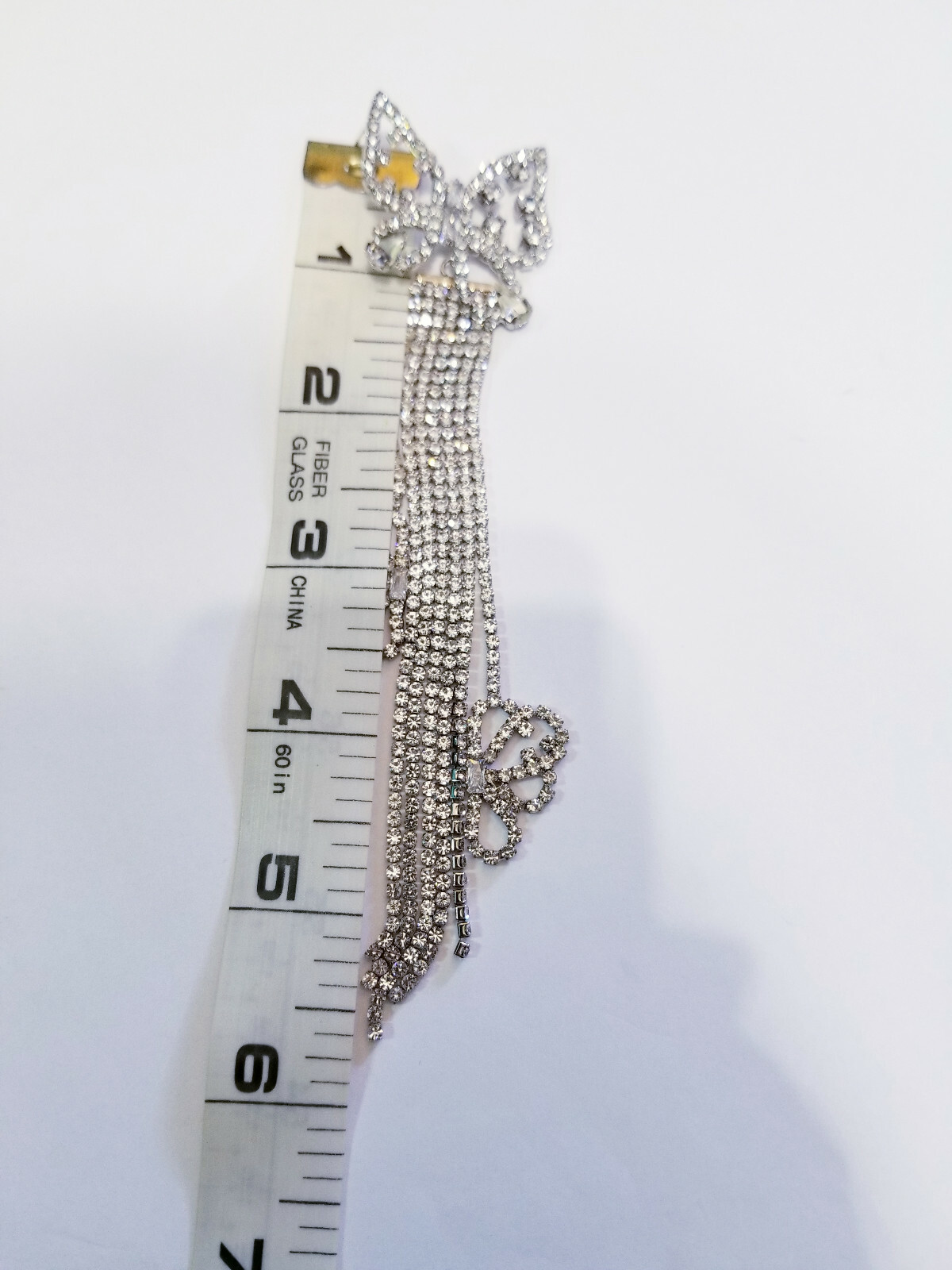 Butterfly Chandelier Drop Dangle Earrings Rhinestone Crystal 5.7 inch