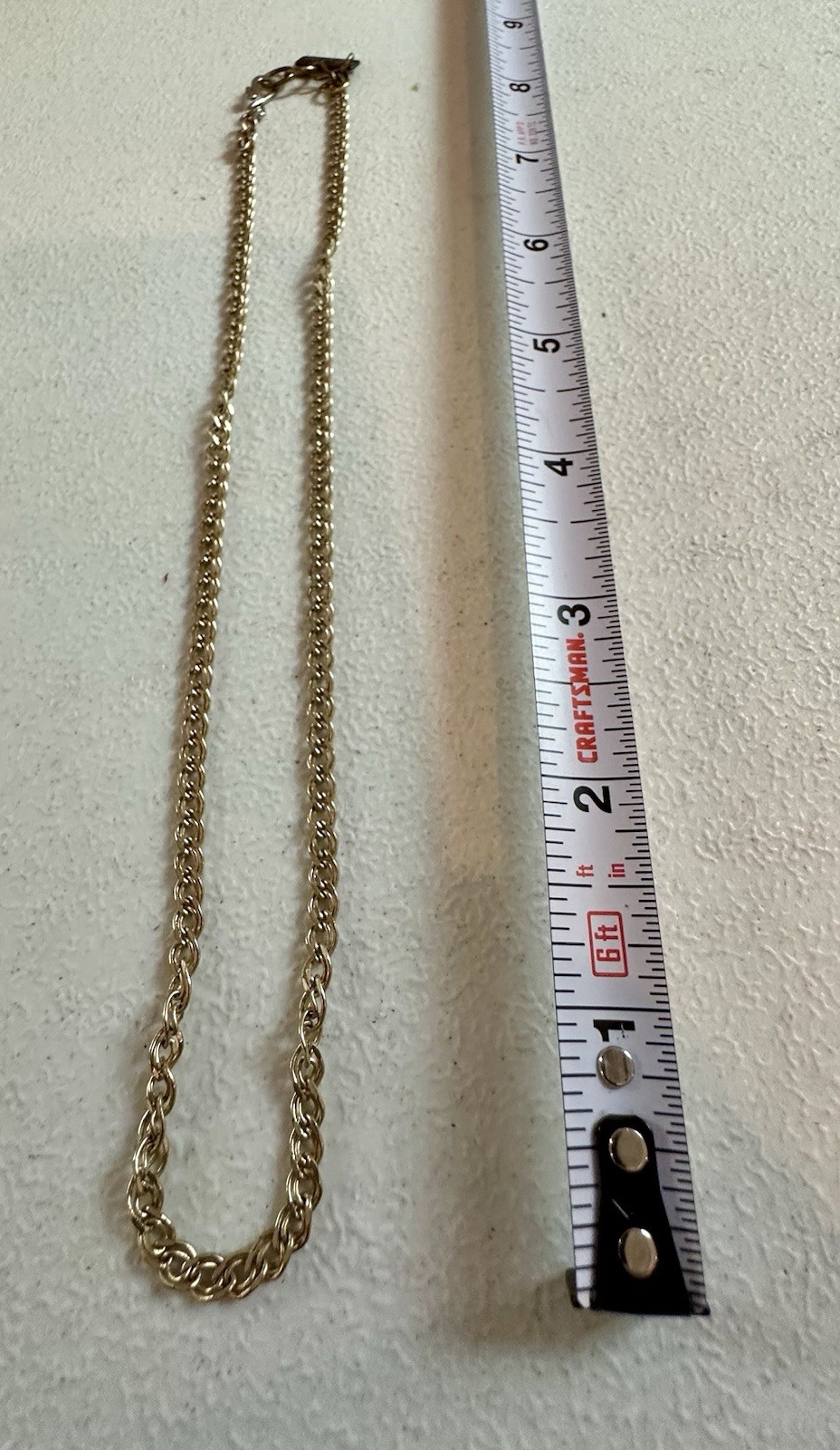 Gold Tone Curb Link Chain Necklace Signed 12-18 in No Stone