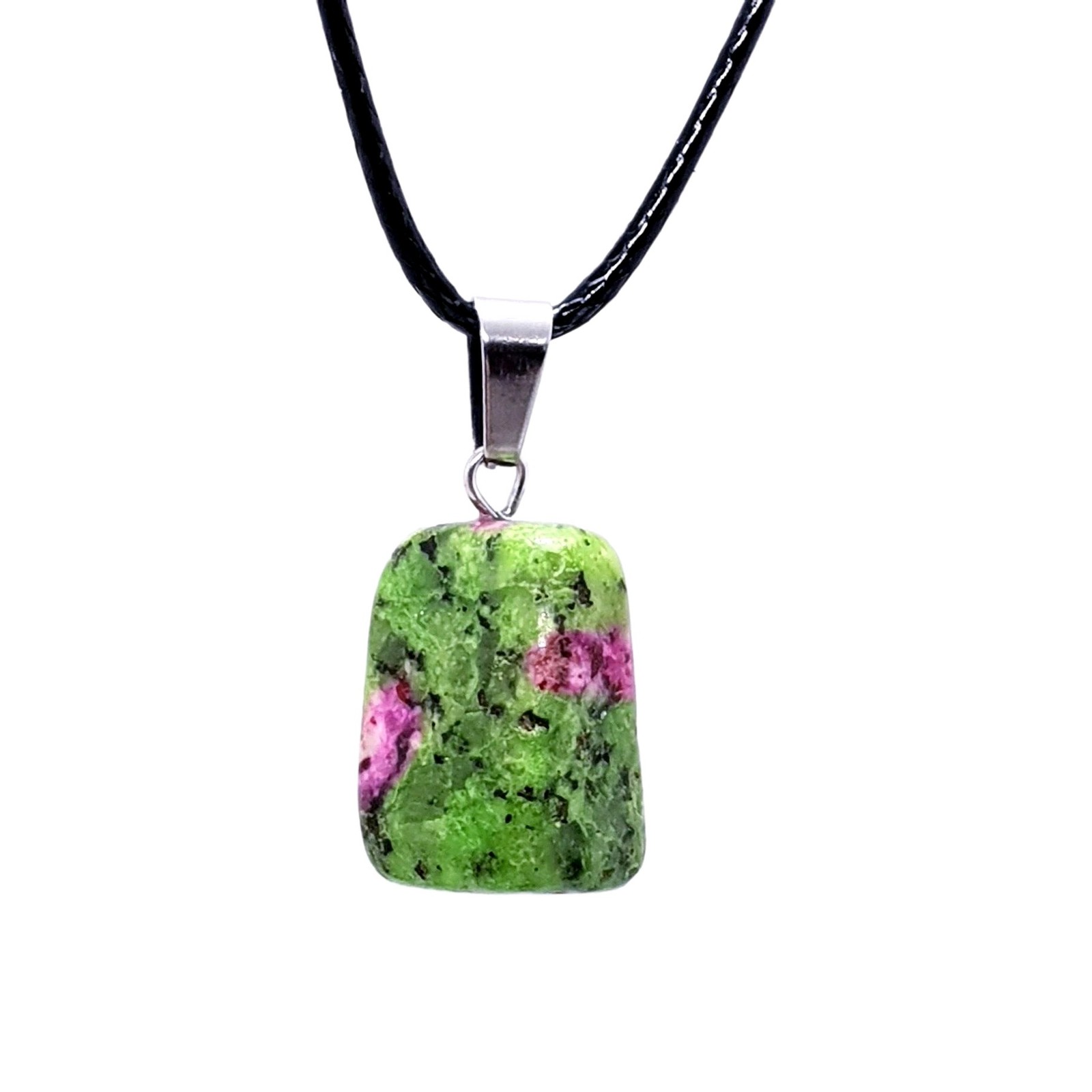 Ruby Zoisite Pendant Anyolite Gemstone Healing Cord Necklace Abundance Jewellery