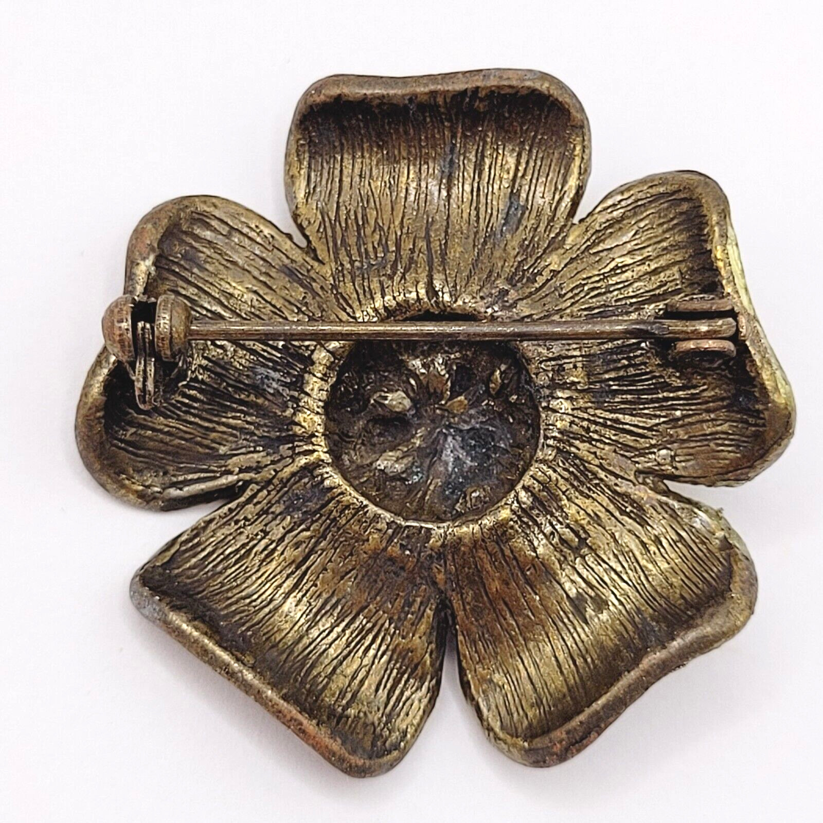 3 Flowers Sparkling Rhinestone Glossy Enamel Metal Floral Trio Brooch Pin Set