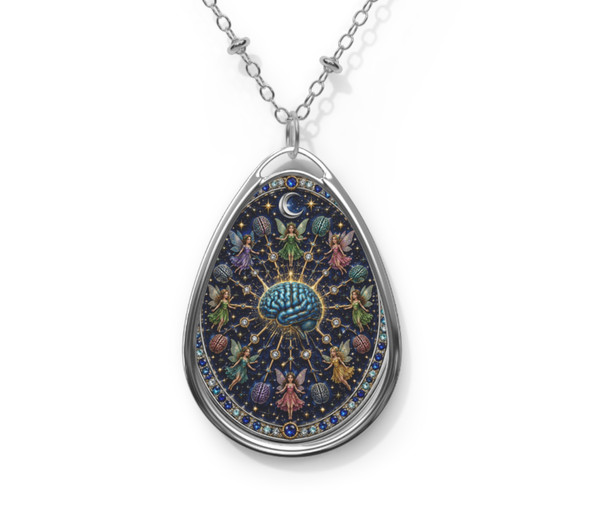 The Fairies Guard the Mind Moonlit Circle of Wisdom Original Wearable Art Pend