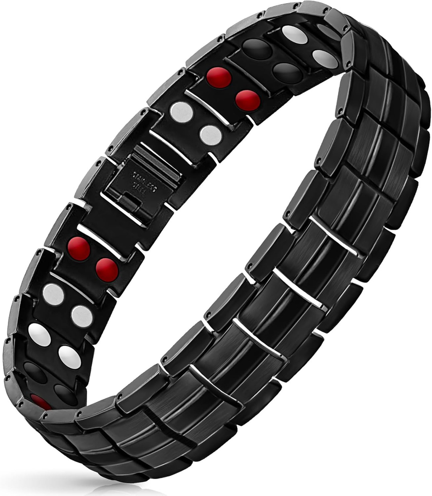 Mahnco Magnetic Bracelet for Men Adjustable Titanium Steel Double Rows with