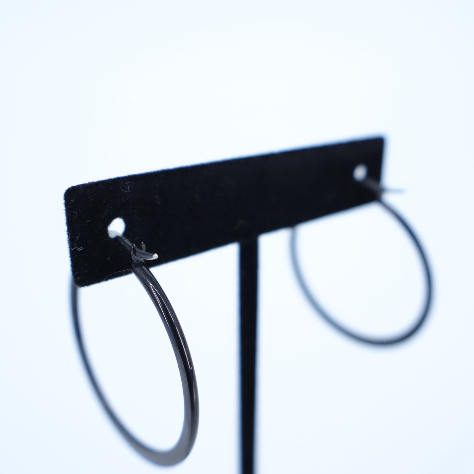CHISEL Stainless Steel Black Tapered Hoop Earrings 60mm