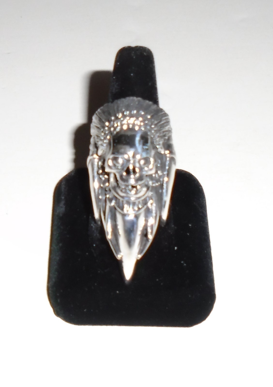 NATIVE AMERICAN SKULL RING Biker Metal Skeleton 925 Sterling Silver Size 12 NEW