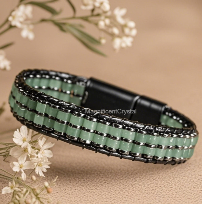 Green Aventurine Stainless Steel Bracelet Unisex Jewelry Healing Energy Gift