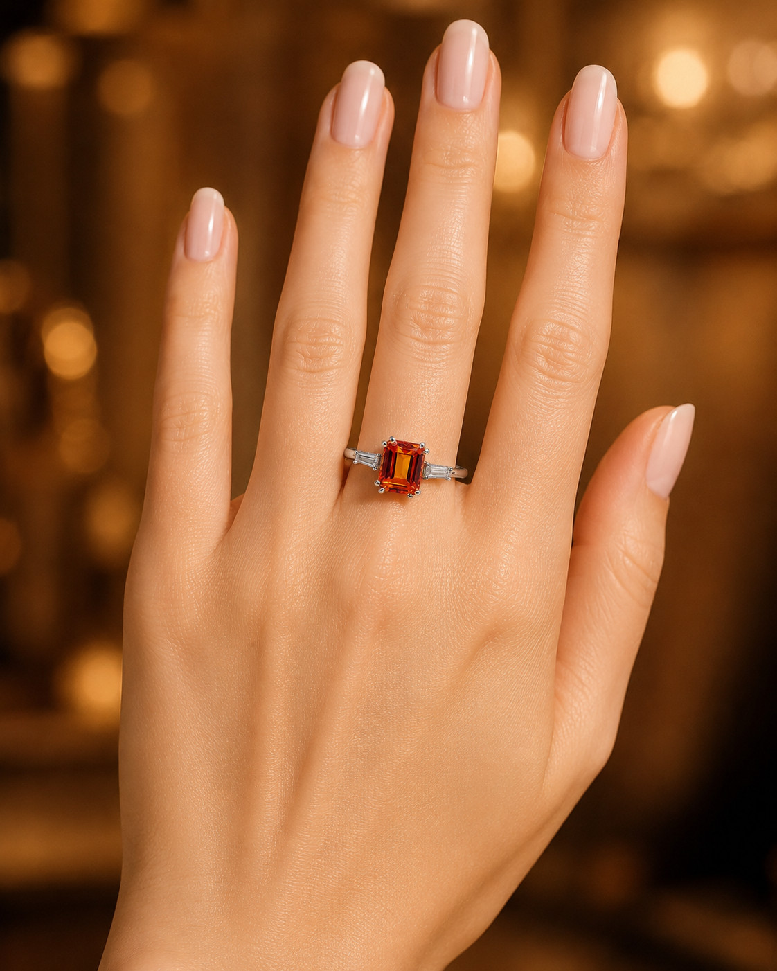 Lab Created Citrine Ring, Base Metal: Brass Finish: Gold Plated, Gift For Her